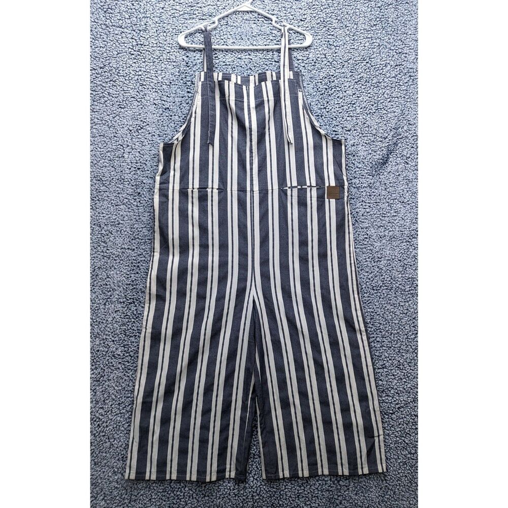 NWOT Jaded Gypsy Striped Wide Leg Overalls Size L/XL Bohemian Festival Blue